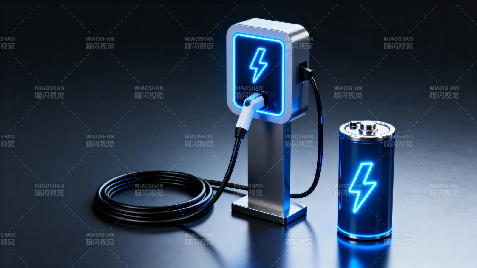 电动车充电中 蓝光闪烁图片