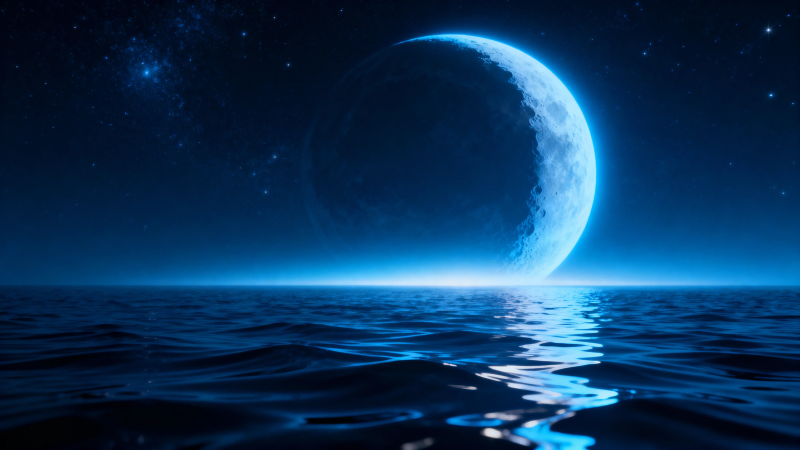 蓝月映海 星夜如梦图片