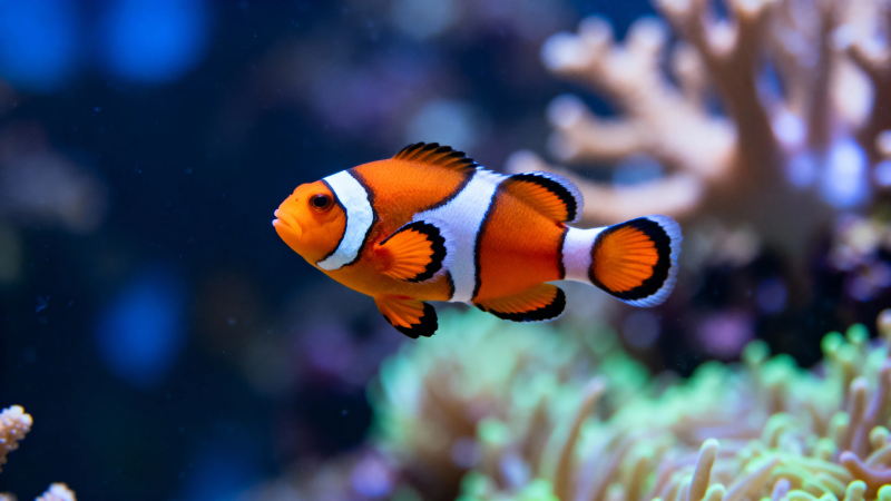小丑鱼游弋珊瑚间图片