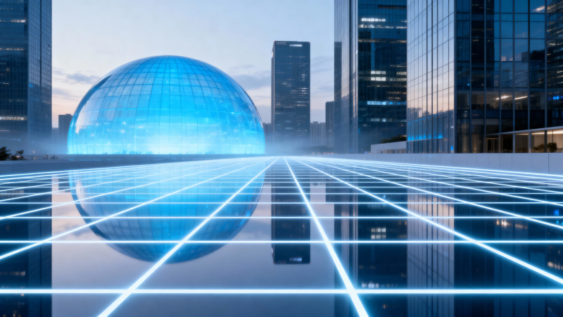 未来都市 蓝光网格 sphere图片