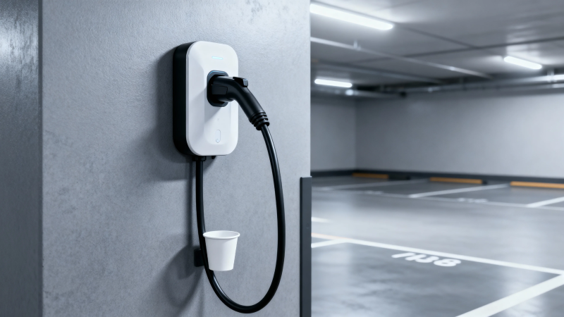 地下车库充电桩特写图片