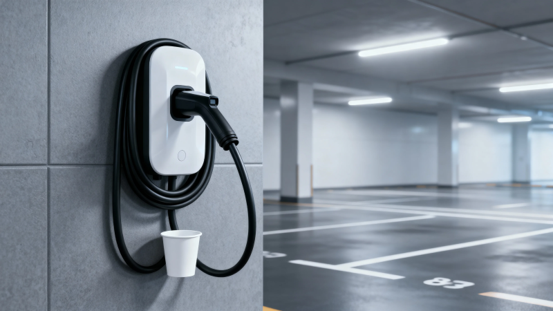 地下车库充电桩特写图片