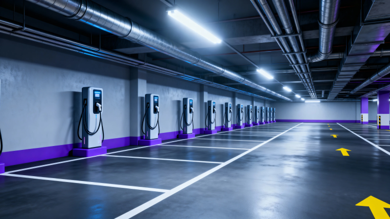 地下车库充电桩长廊图片