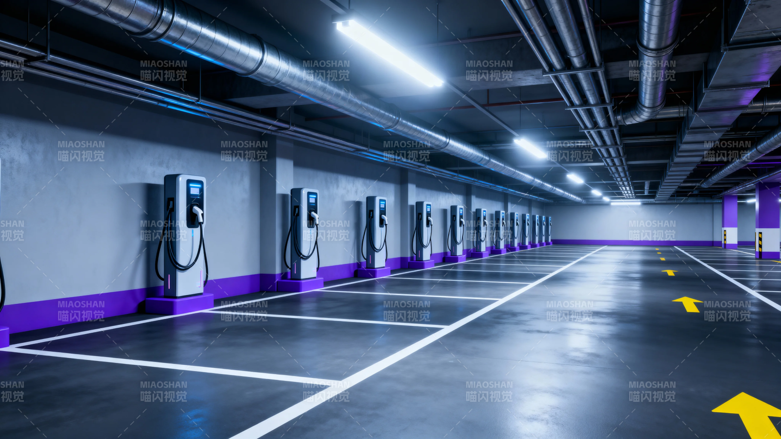 地下车库充电桩长廊图片