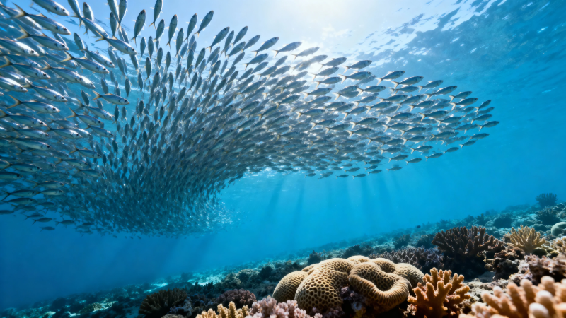 鱼群共舞珊瑚海图片