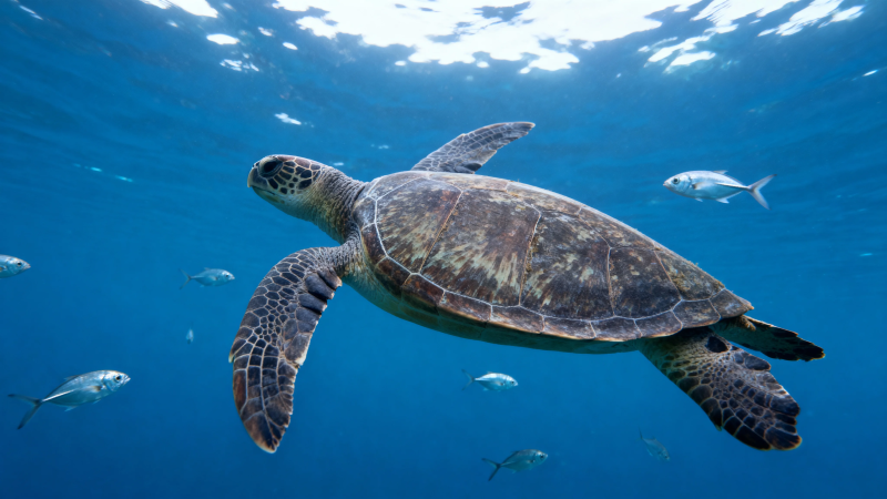 海龟悠游深蓝海底世界图片