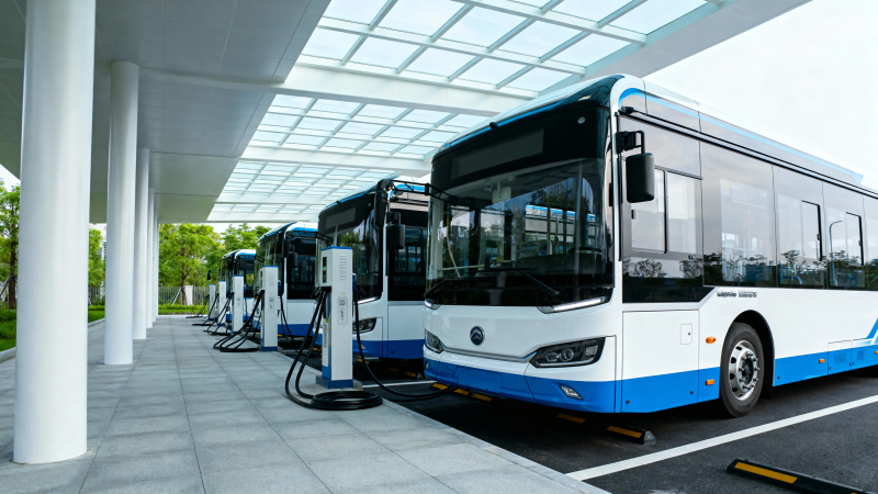 电动公交充电站场景图片