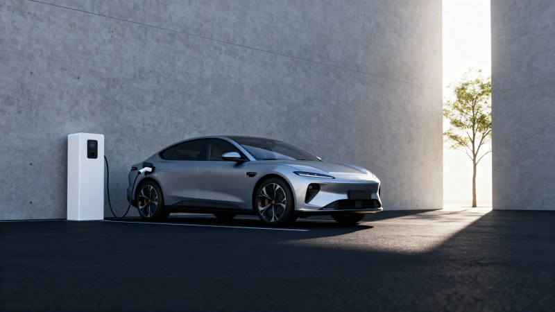 银车充电 光影静谧图片