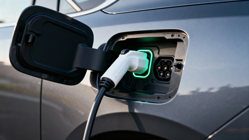 电动车充电中 绿光闪烁图片