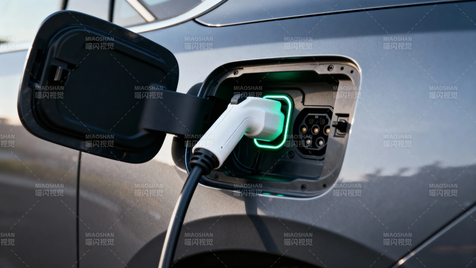 电动车充电中 绿光闪烁图片