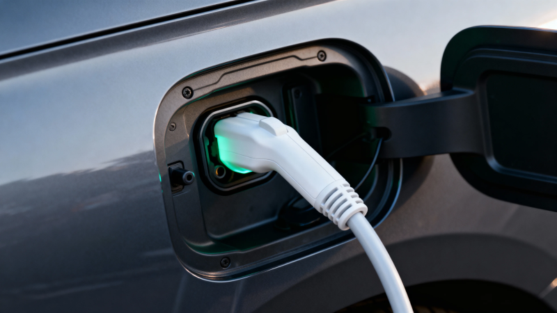 电动车充电中 绿光闪烁图片