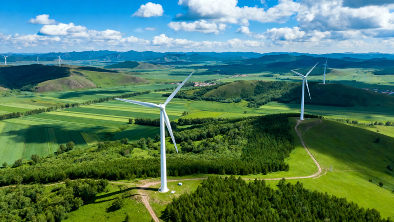 青山绿野风车转图片