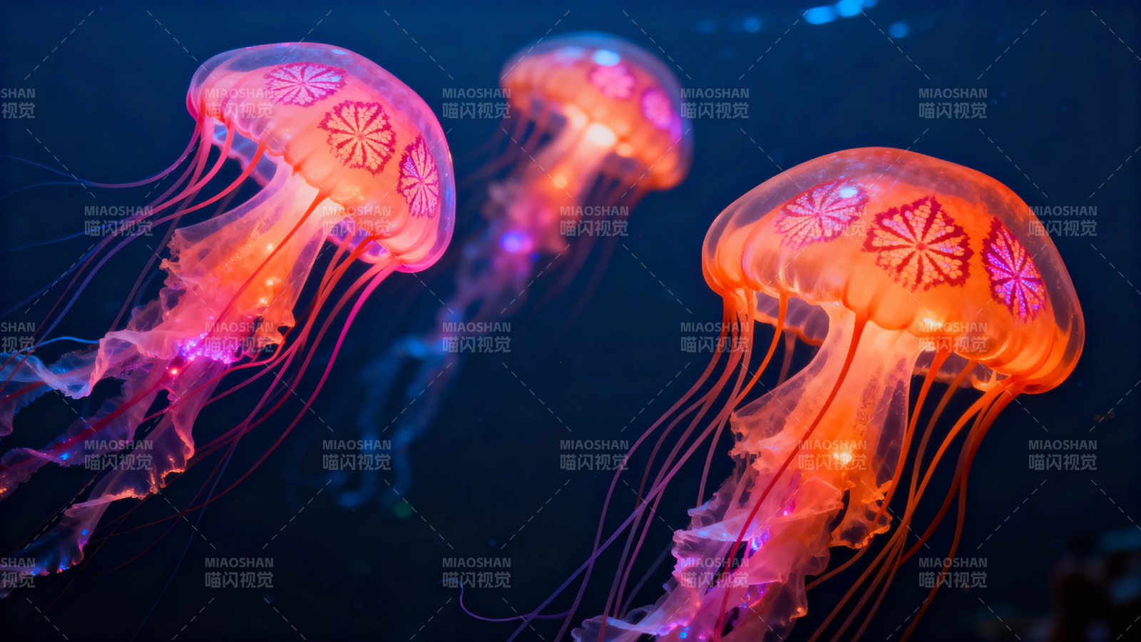 深海荧光水母舞图片
