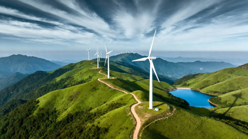 青山风电 碧水映天图片