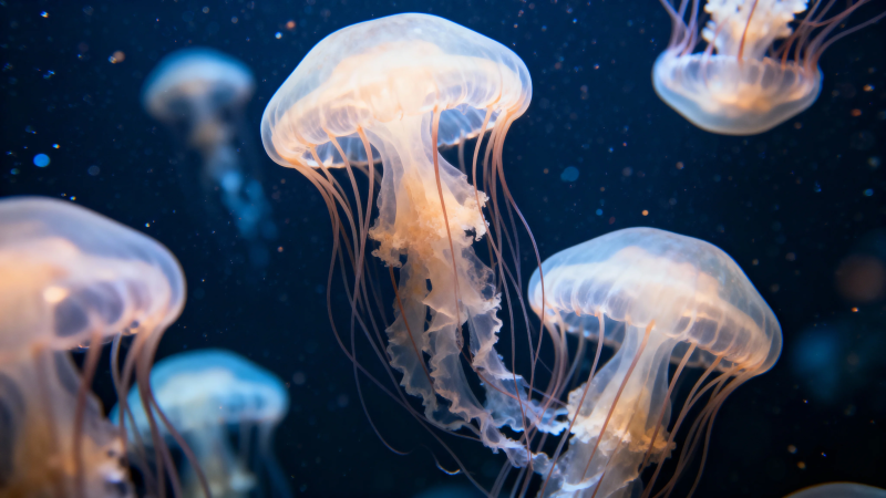 深海 jellyfish 梦幻之舞图片