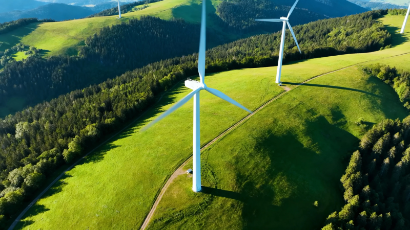 青山绿野风车转图片