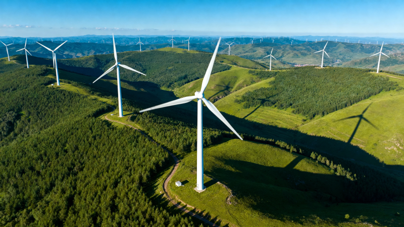 青山风电场 绿能映蓝天图片