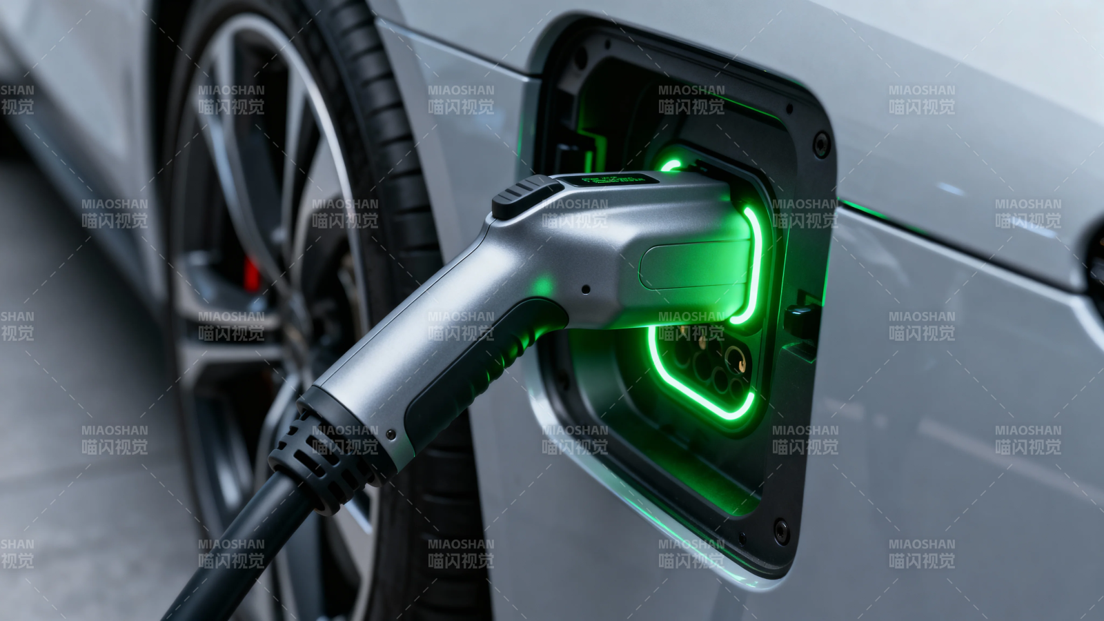 电动车充电中 绿光闪烁图片