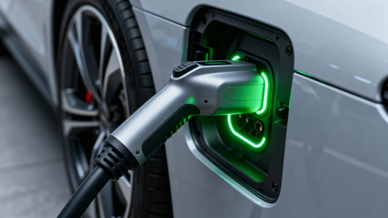 电动车充电中 绿光闪烁图片