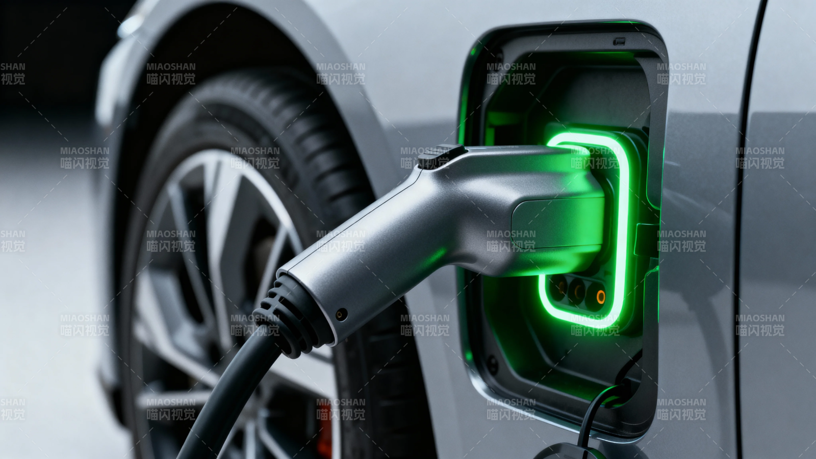 电动车充电中 绿光闪烁图片