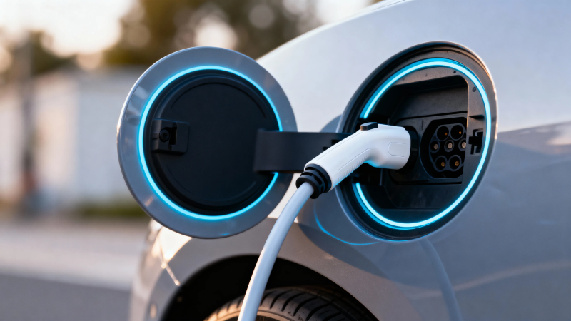 电动车充电中 蓝光环绕图片