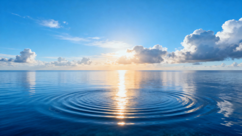 海天一色 涟漪映日辉图片