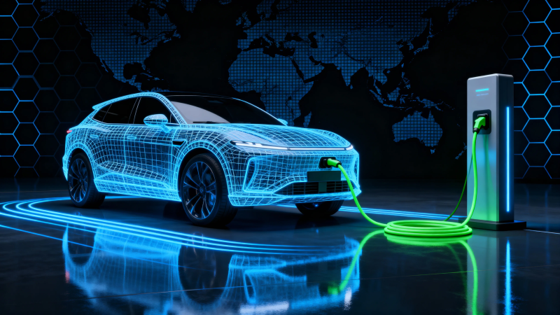 电动车充电 全球智联未来图片