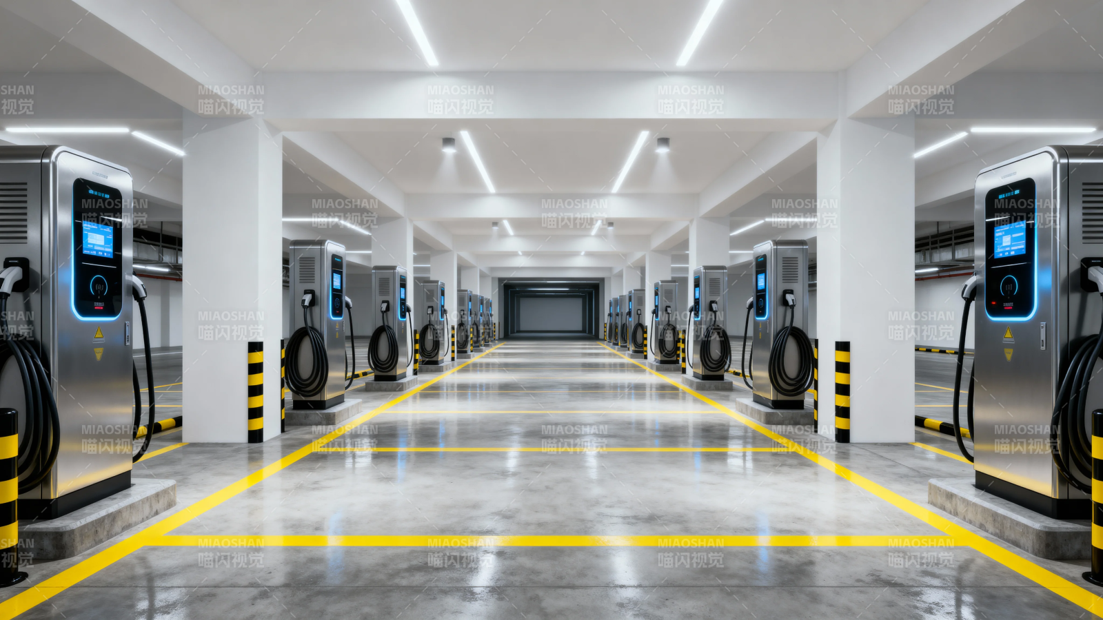 地下车库充电桩长廊图片