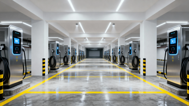 地下车库充电桩长廊图片