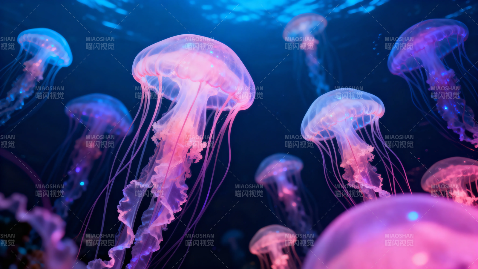 深海霓虹水母舞图片