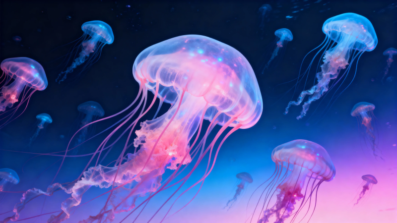 梦幻水母群 霓虹海底舞图片