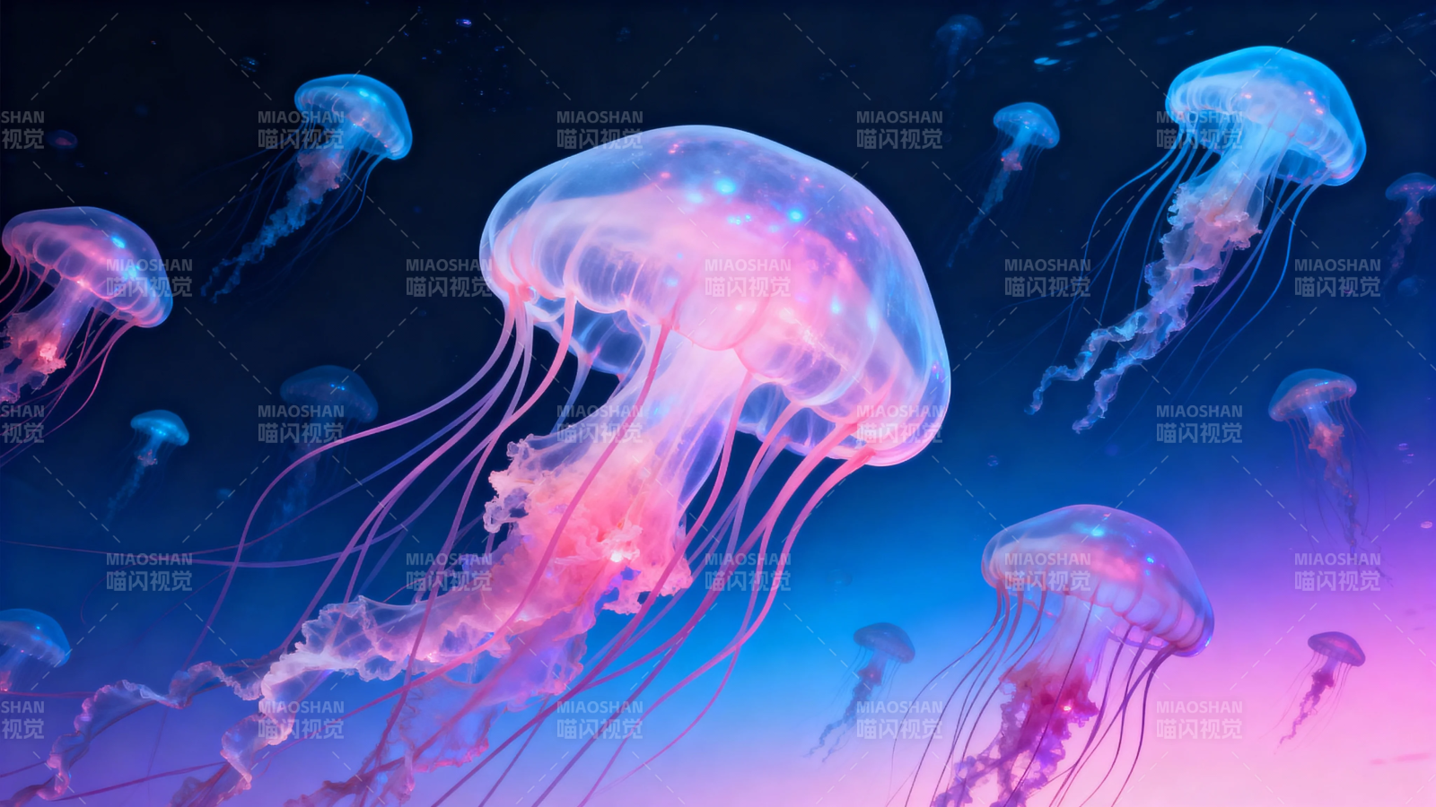 梦幻水母群 霓虹海底舞图片