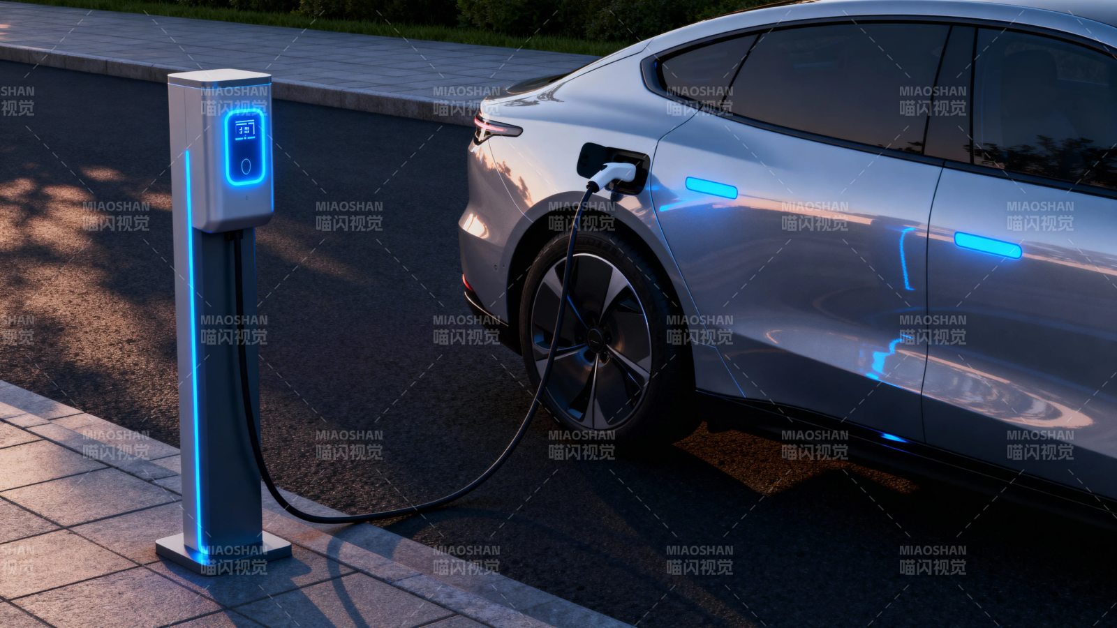 电动车夜间充电场景图片