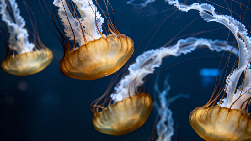 深海 jellyfish 梦幻之舞图片