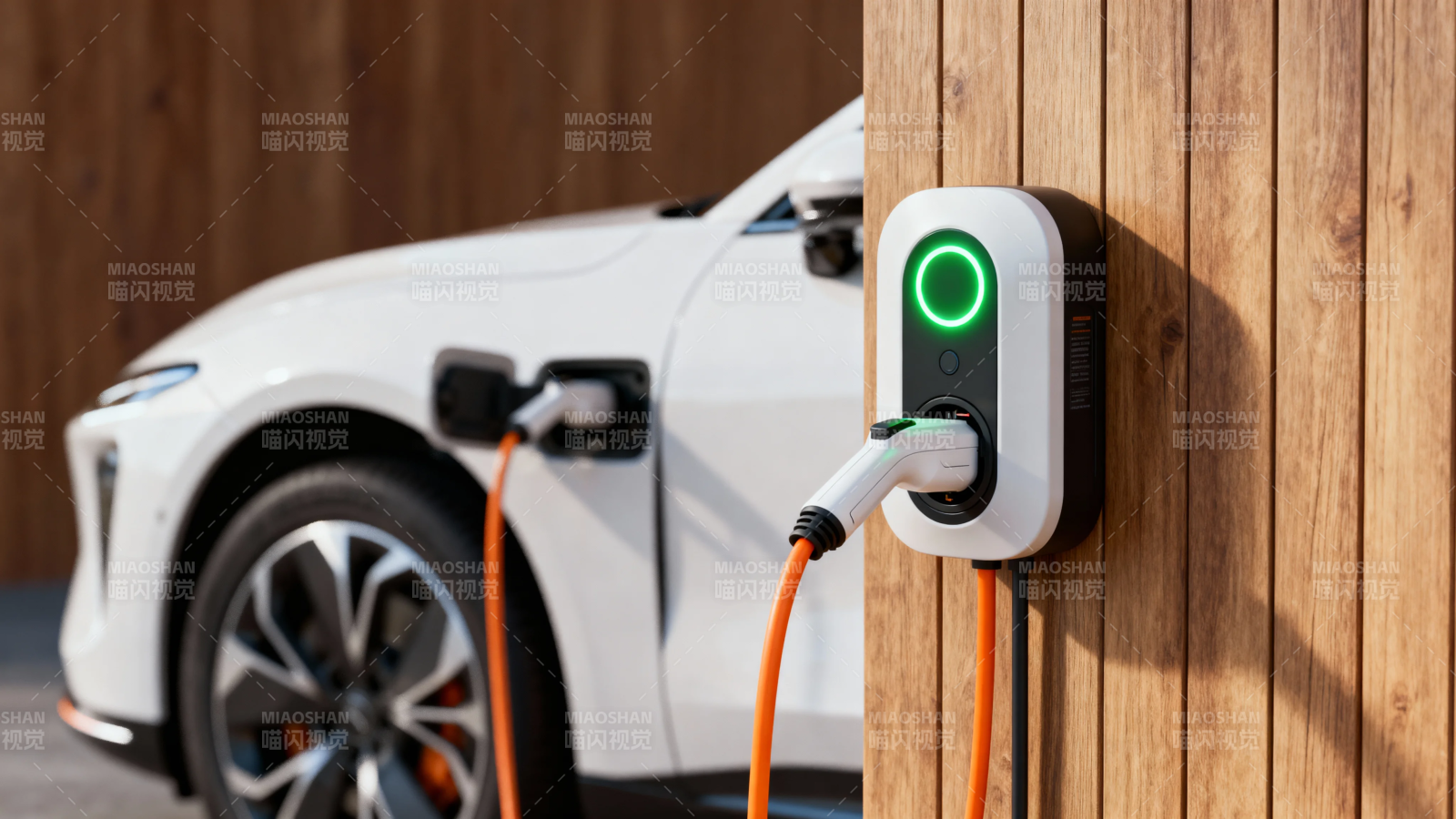 电动车充电中 绿灯亮起图片