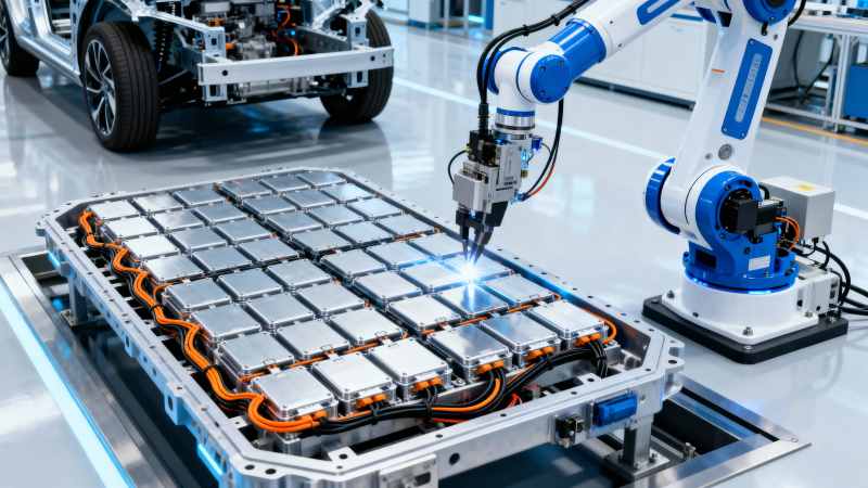 机器人装配电动车电池图片