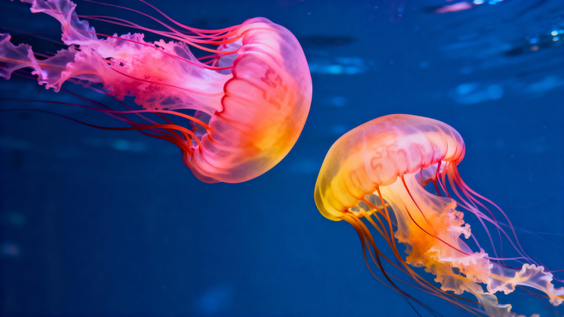 深海彩水母共舞图片