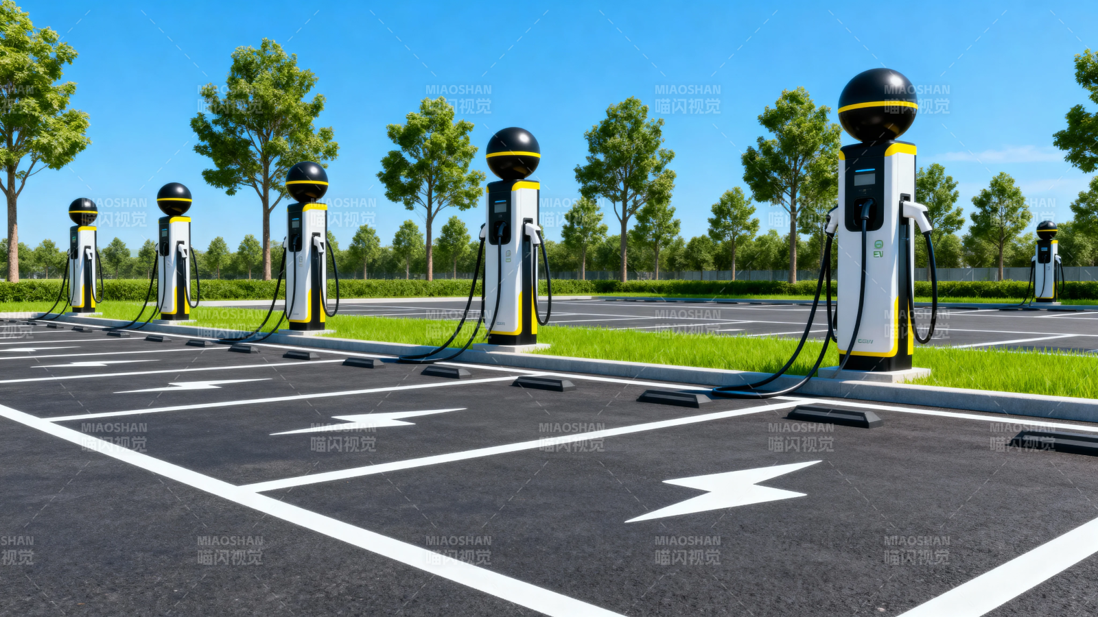 电动车充电站全景图图片