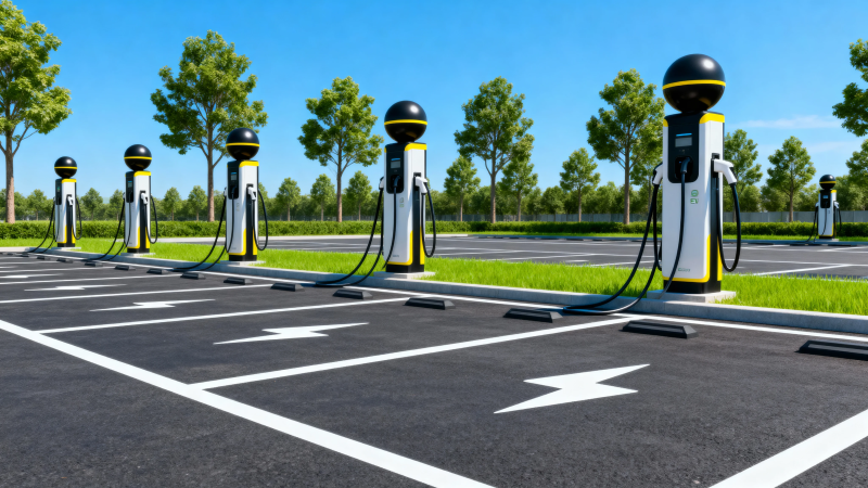 电动车充电站全景图图片