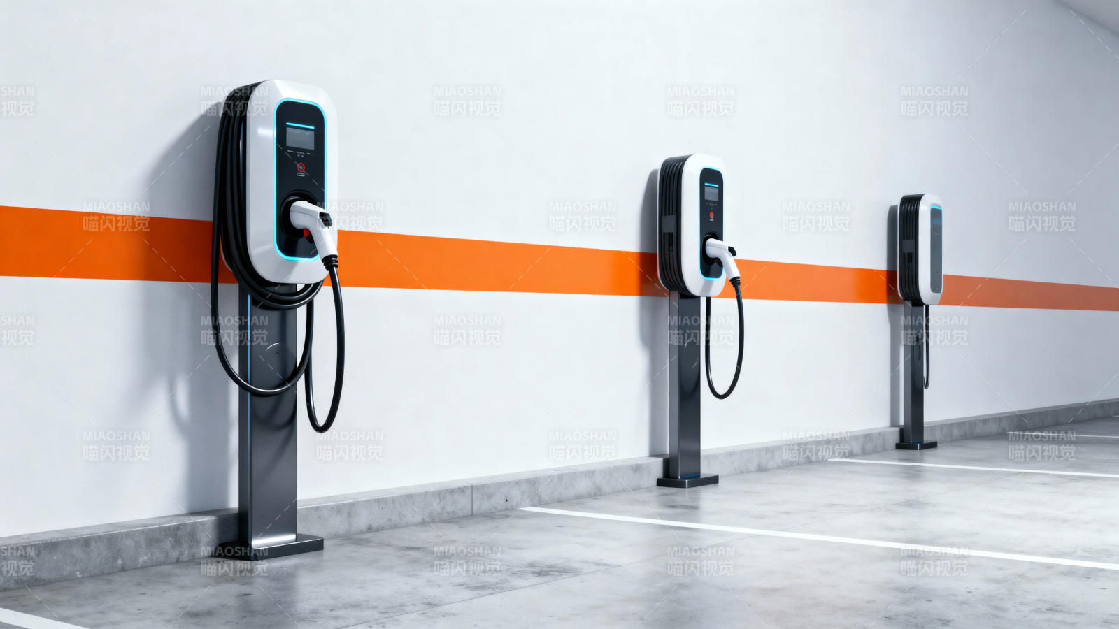 电动车充电桩排列整齐图片