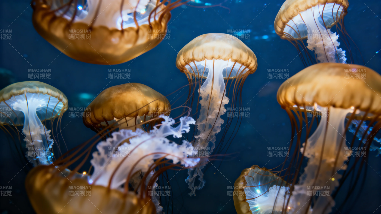 深海水母群舞 光影如梦图片