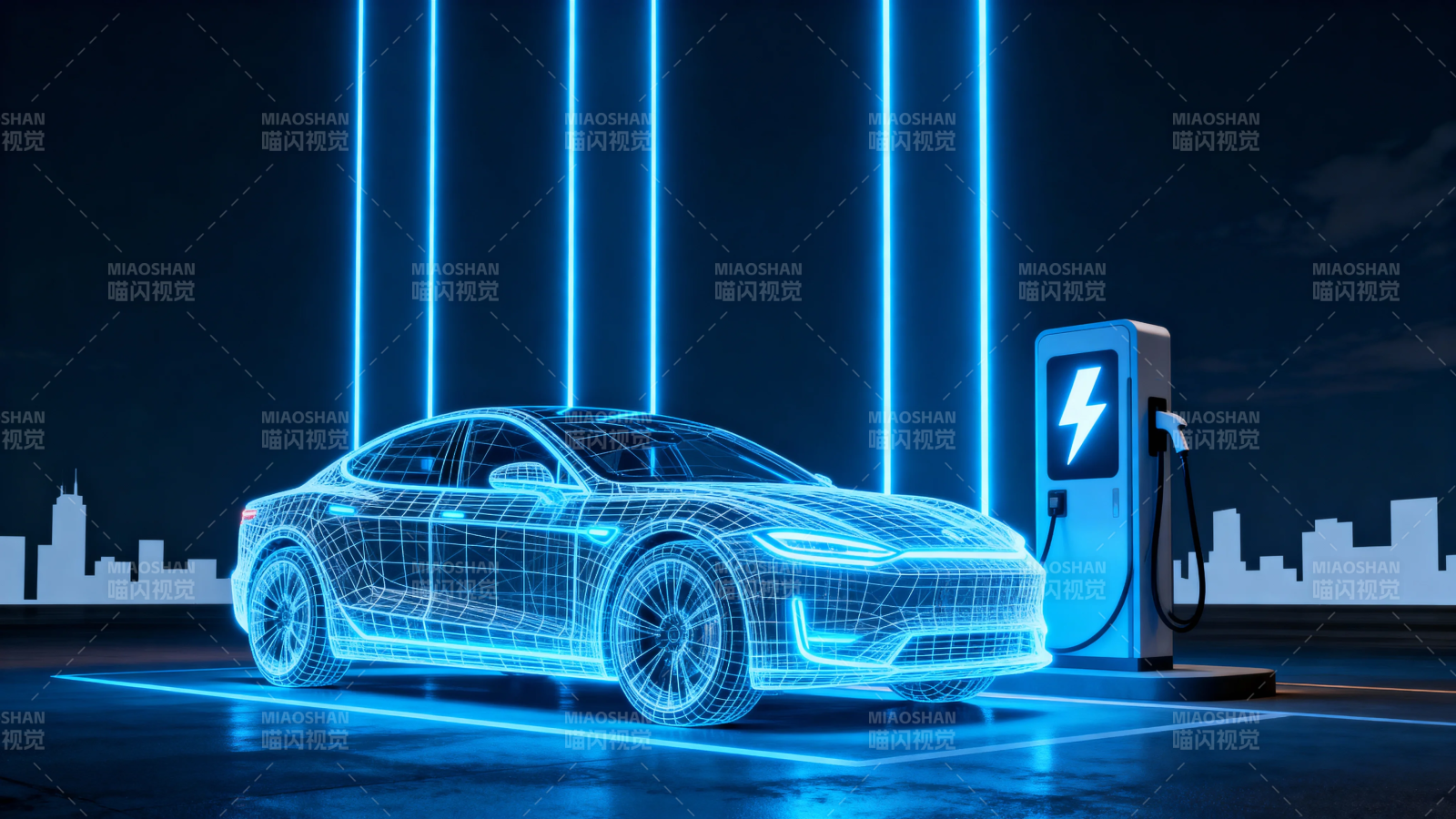 蓝光电车 未来充电场景图片