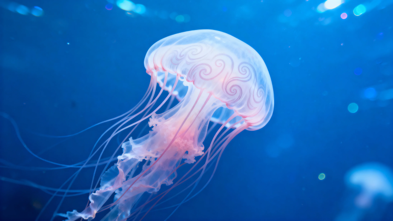 深海荧光水母舞图片