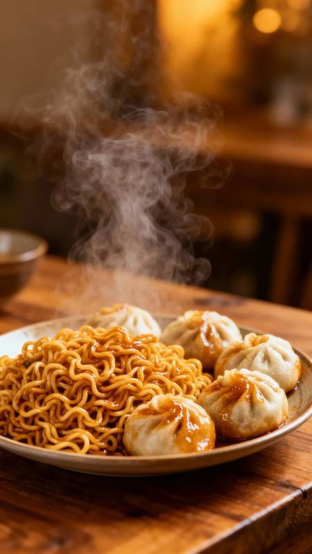 热腾腾包子配拌面 香图片