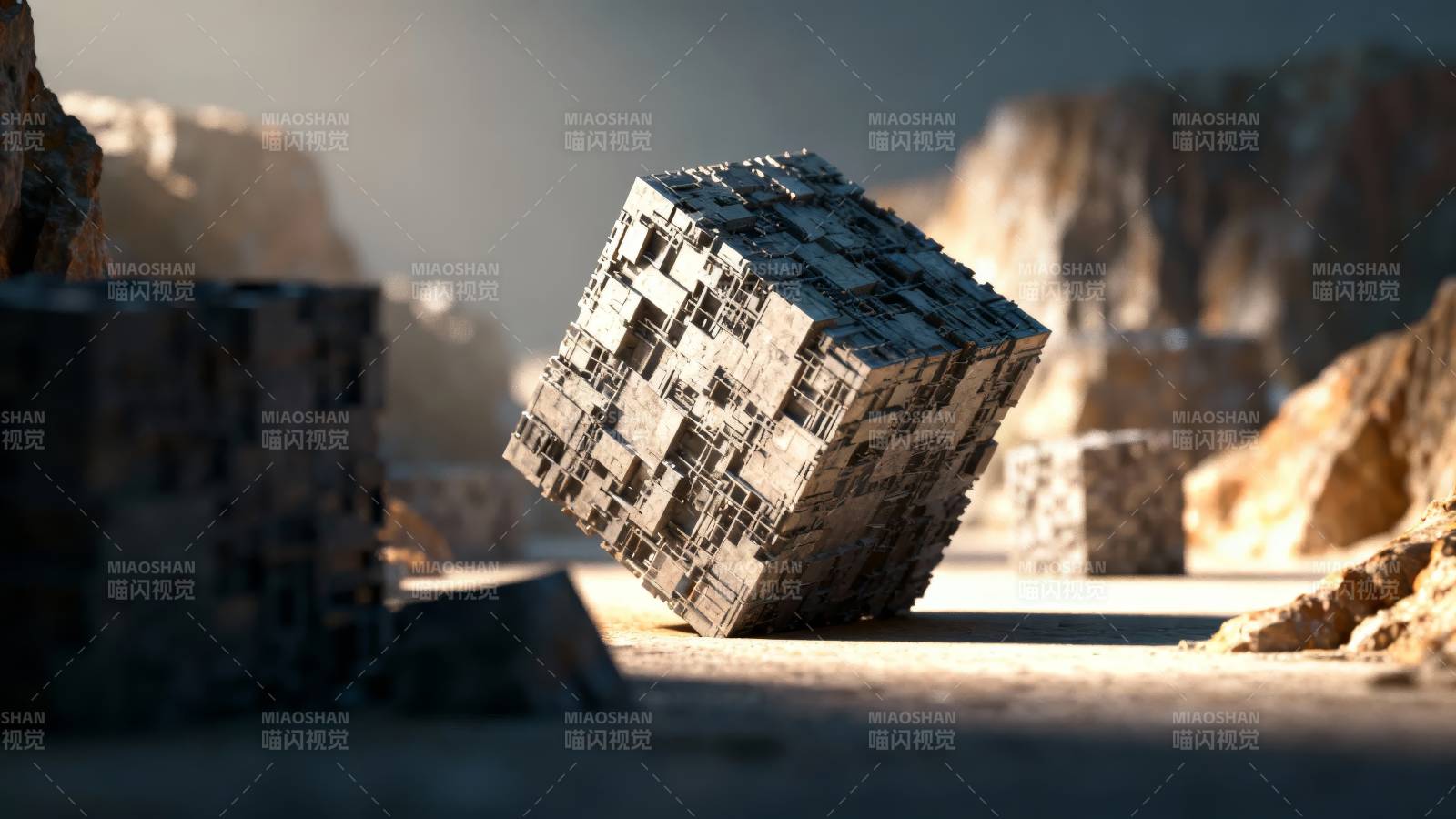 荒漠中的神秘立方体图片