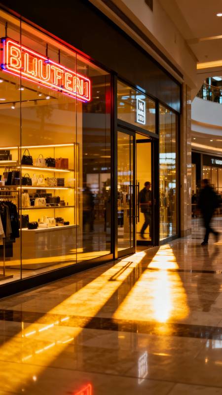 霓虹映廊 光影购物夜图片