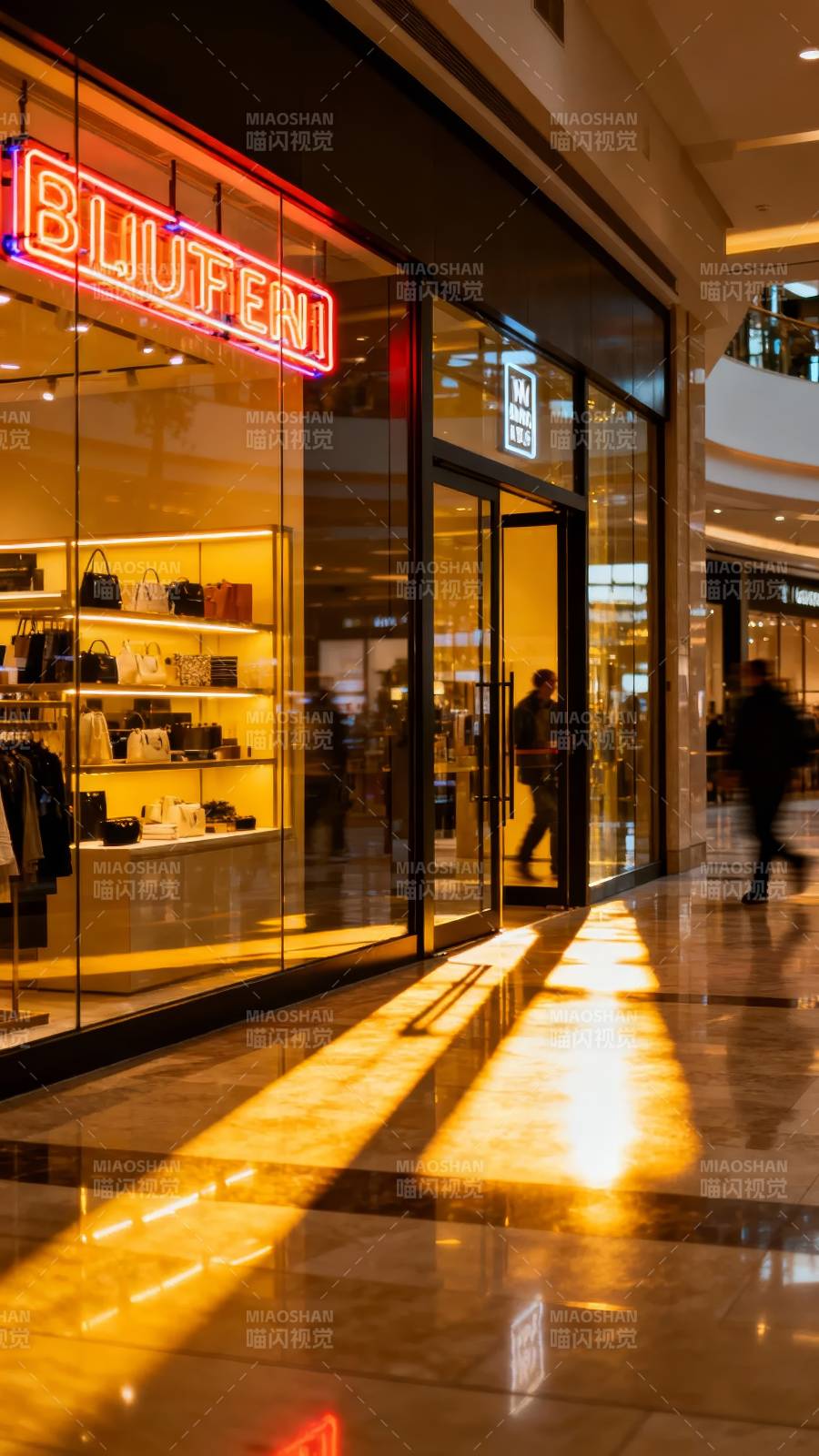 霓虹映廊 光影购物夜图片