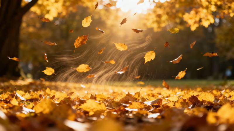 秋叶飞舞 暖阳如金图片