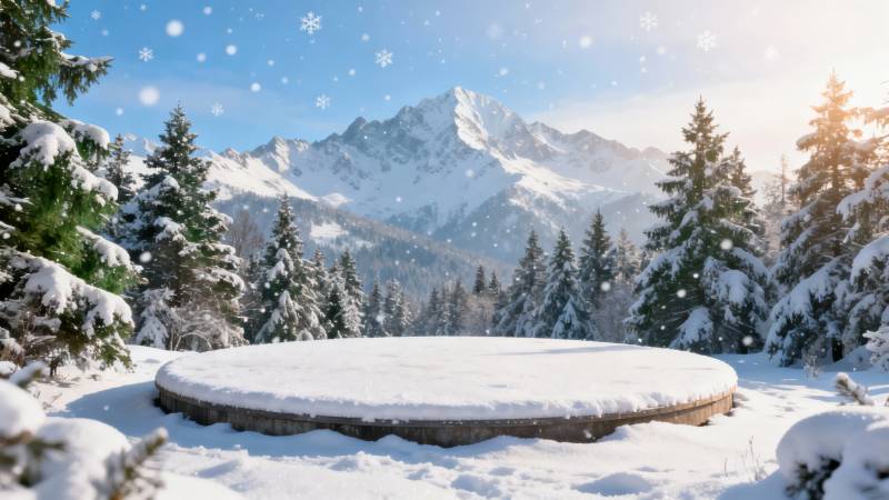 雪覆山峦 松林静美如画图片