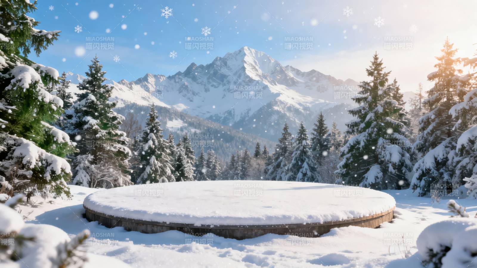 雪覆山峦 松林静美如画图片